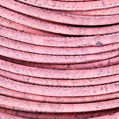 Pink cork 3mm round Cork Cord -COR-112