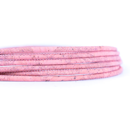 Pink cork 3mm round Cork Cord -COR-112