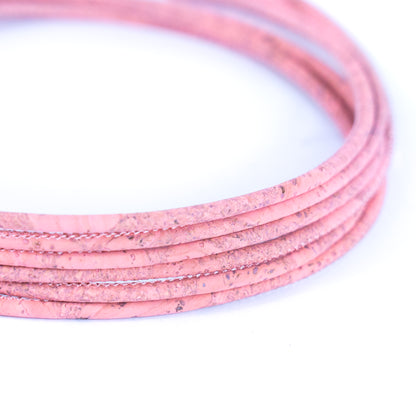 Pink cork 3mm round Cork Cord -COR-112
