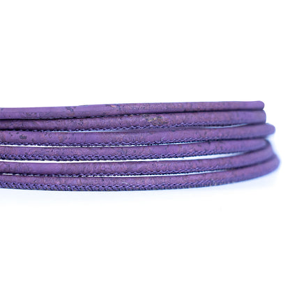 Purple cork 3mm round Cork Cord -COR-110