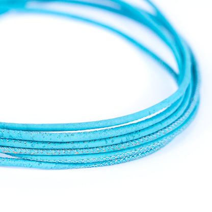Turquoise Blue cork 3mm round Cork Cord -COR-522