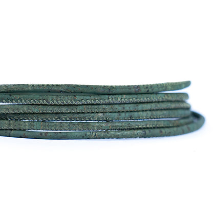Green cork 3mm round Cork Cord -COR-114