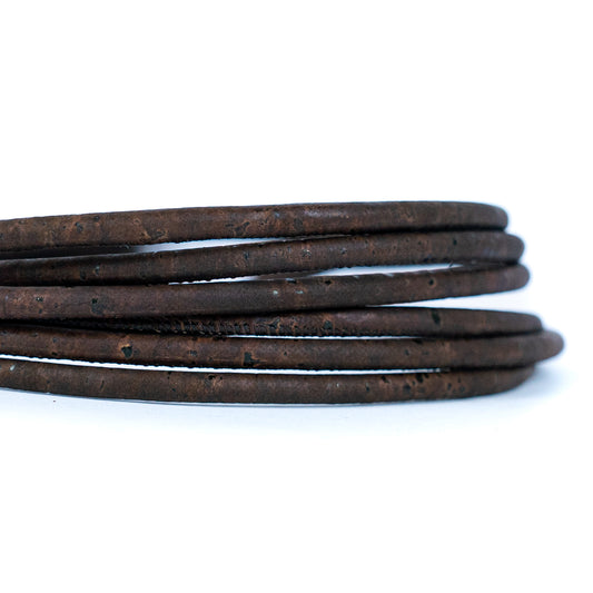 about 5mm Brown Round  Cork Cord COR-403-B(10 meters)