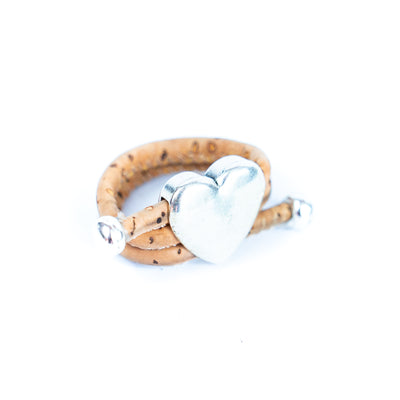 Handcrafted women's fashion ring with natural cork wire and flower alloy hardware! RW-053-AB-10