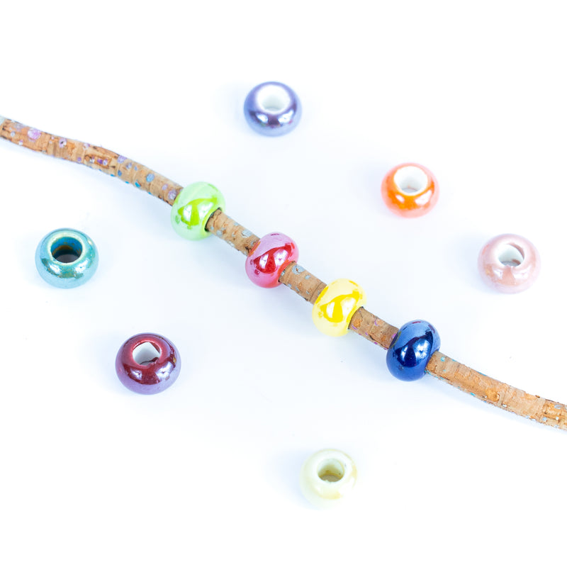 10 pcs Colorful ceramic beads in 10 different colors for 5mm wire  D-5-5-267