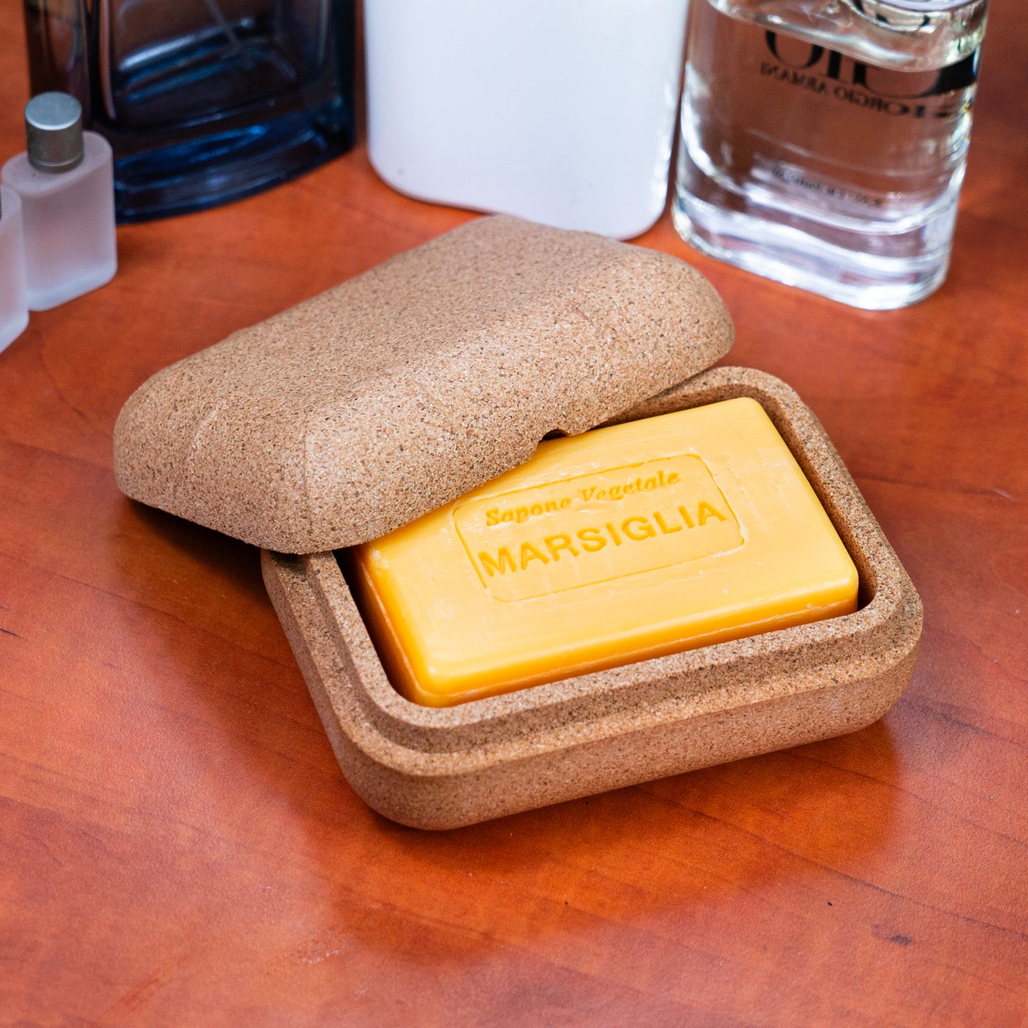 MARSIGLIA Handcrafted Vegetable Soap with  Cork Dish (146g) L-1050-B