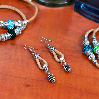 natural cork cord and  5 styles of small pendants handmade earrings-ER-181-MIX-5