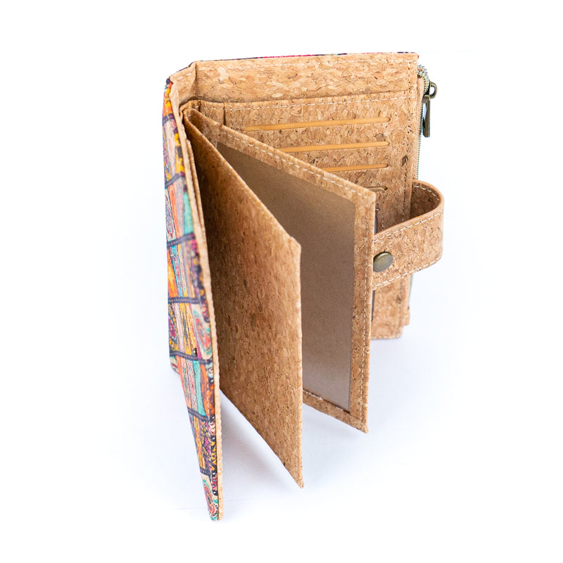 Printed Cork Slim Card Wallets for Women BAGD-288-MIX-6（6units）