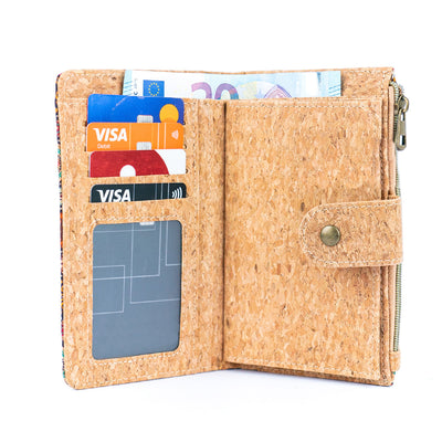 Printed Cork Slim Card Wallets for Women BAGD-288-MIX-6（6units）