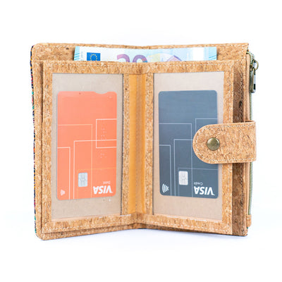 Printed Cork Slim Card Wallets for Women BAGD-288-MIX-6（6units）