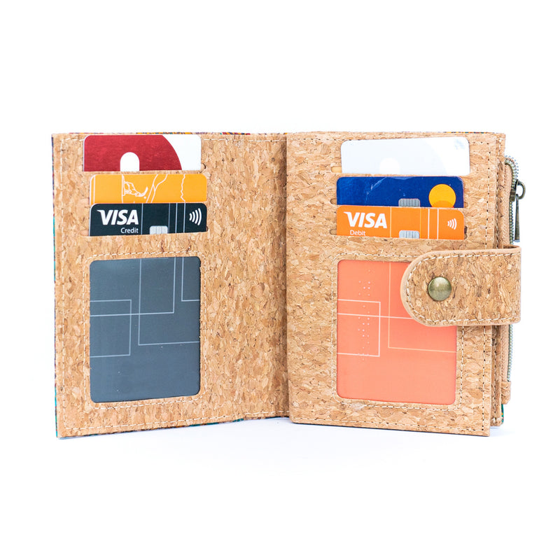 Stylish Printed Cork Slim Card Wallet for Women BAGD-272-MIX-6(6units)