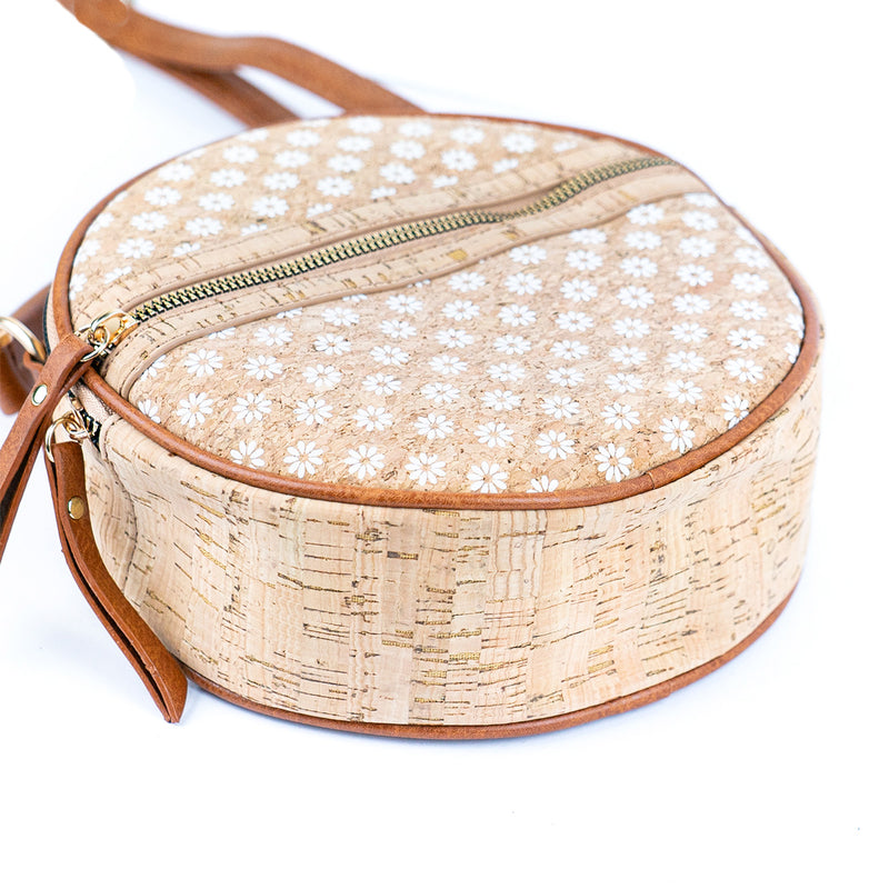 Printed Cork Round Crossbody Bag for Women  BAGD-584