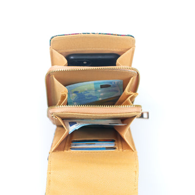 Natural Cork Crossbody Zipper Wallet with Phone Compartiment BAGD-193
