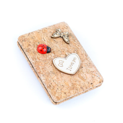 Decorative Cork Pocket Mirror with Wooden Ornaments L-1097A(12units)