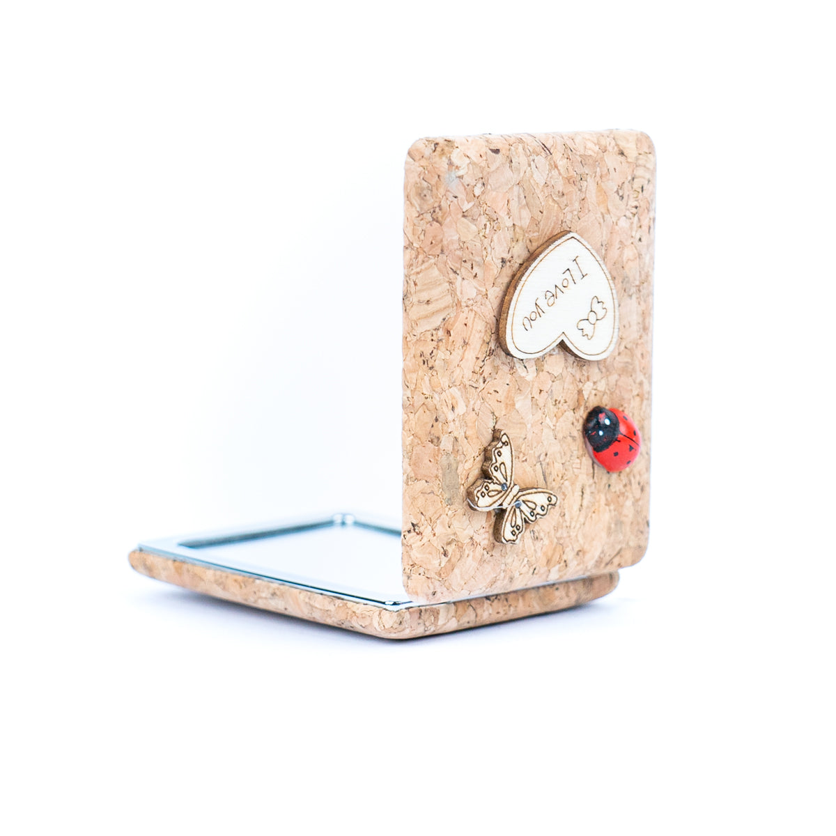 Decorative Cork Pocket Mirror with Wooden Ornaments L-1097A(12units)