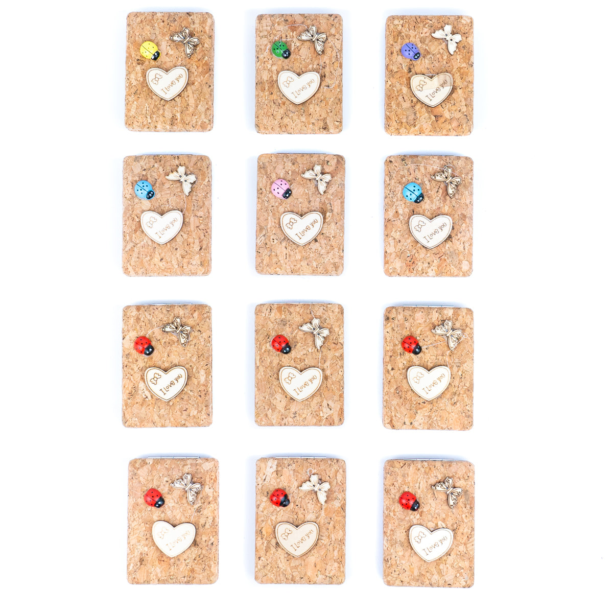 Decorative Cork Pocket Mirror with Wooden Ornaments L-1097A(12units)