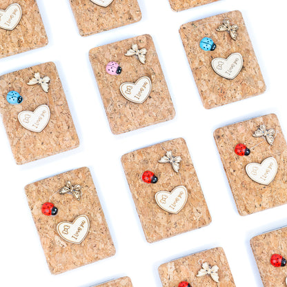 Decorative Cork Pocket Mirror with Wooden Ornaments L-1097A(12units)