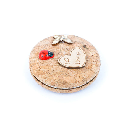 Decorative Cork Pocket Mirror with Wooden Ornaments L-1097B(12units)