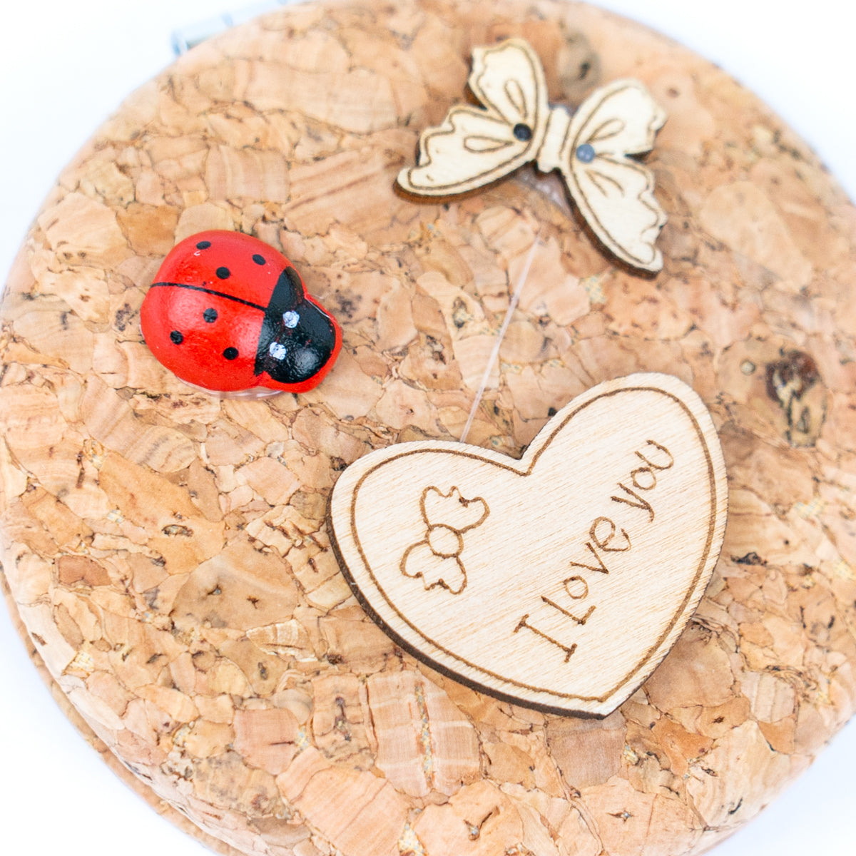 Decorative Cork Pocket Mirror with Wooden Ornaments L-1097B(12units)