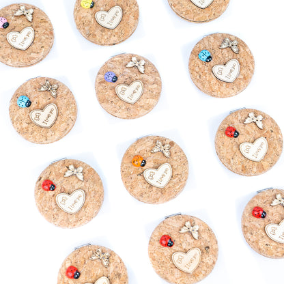 Decorative Cork Pocket Mirror with Wooden Ornaments L-1097B(12units)