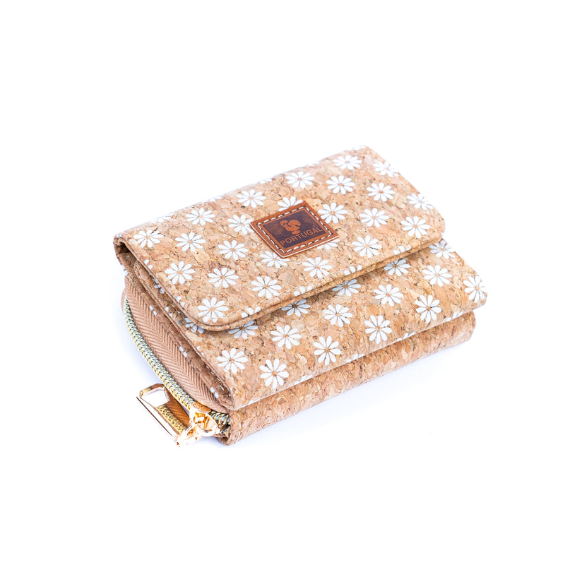 Foldable Printed Cork Wallets Bifold Coin Purses with Card Slots BAGD-548B-MIX-6