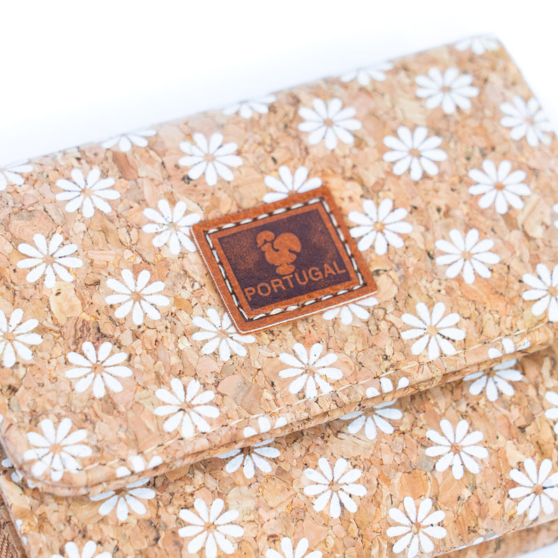Foldable Printed Cork Wallets Bifold Coin Purses with Card Slots BAGD-548B-MIX-6