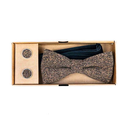 Cork Bow Tie and Cufflink Set L-015