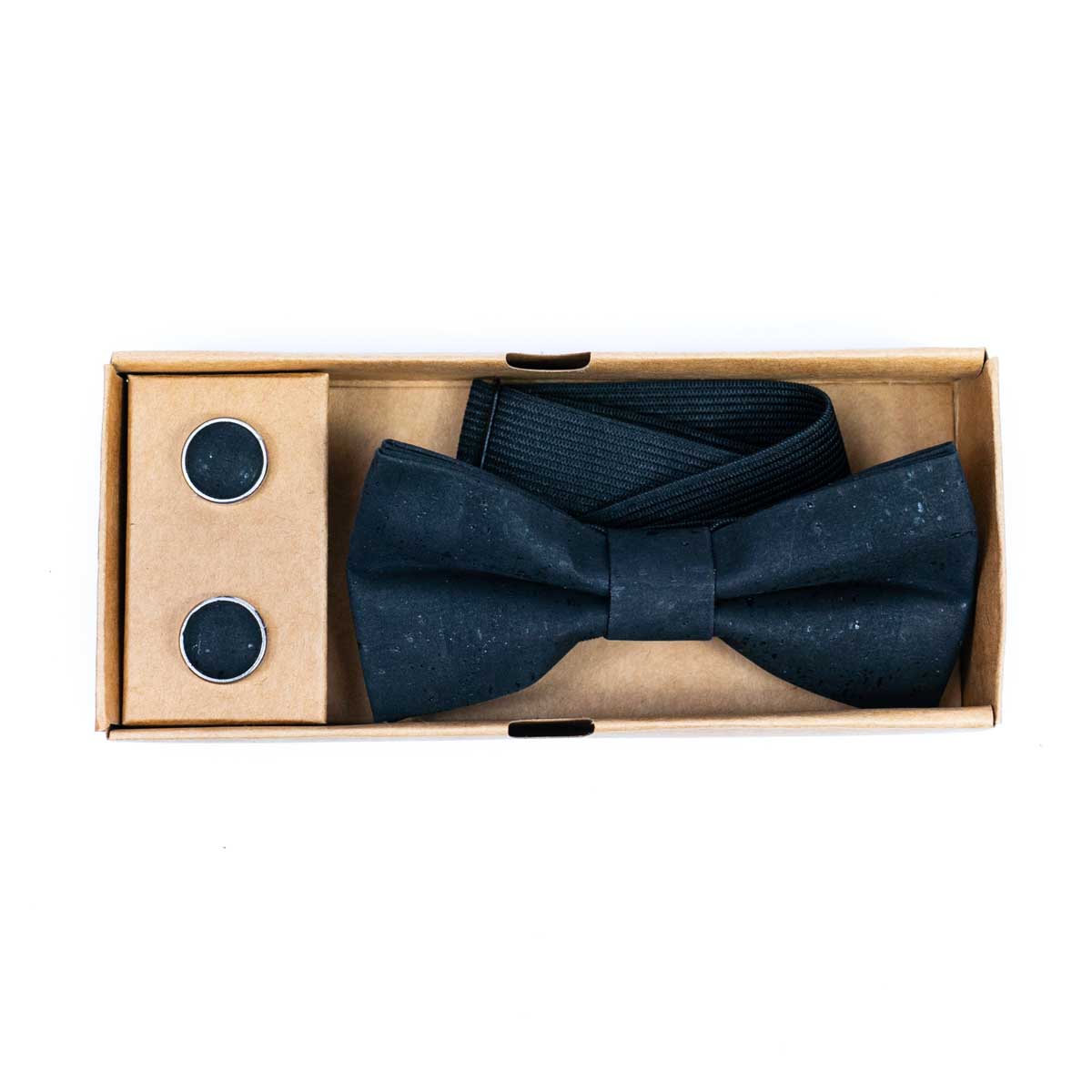 Cork Bow Tie and Cufflink Set L-015