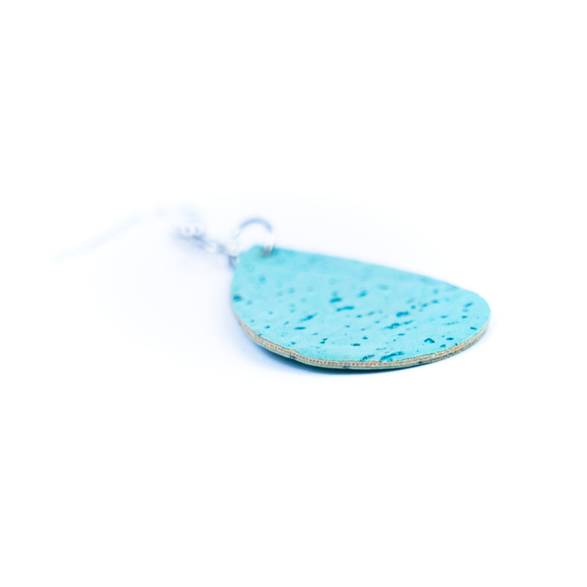 Women's fashion earrings handmade from sky blue cork fabric -ER-190-5