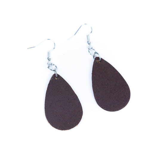 Women's fashion earrings handmade in brown color cork fabric-ER-192-5