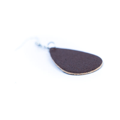 Women's fashion earrings handmade in brown color cork fabric-ER-192-5