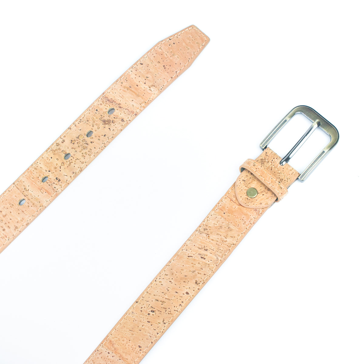 Natural Cork Men's Belt Width-3.3cm with Thick Black Metal Buckle- L-525