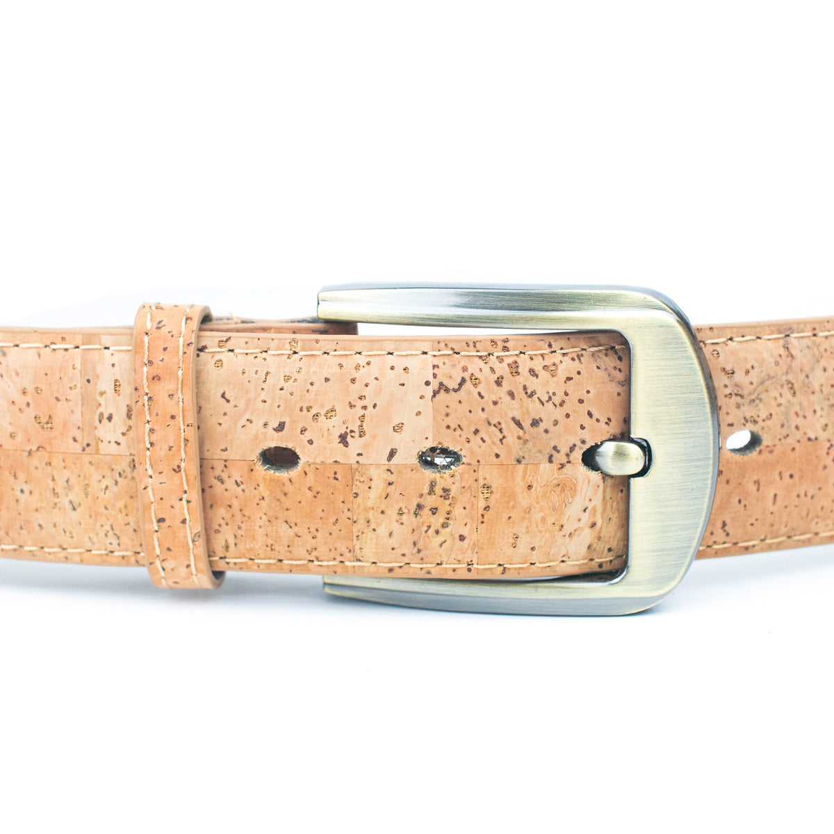 Natural Cork Men's Belt Width4cm with Thick dark bronze Metal Buckle- L-040