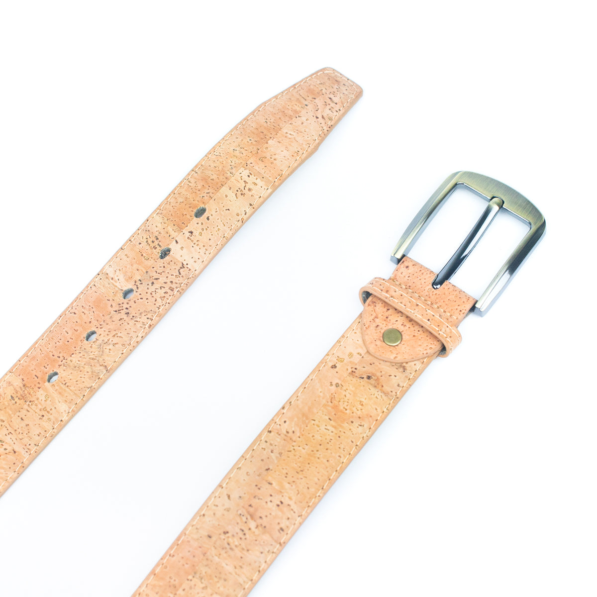 Natural Cork Men's Belt Width4cm with Thick dark bronze Metal Buckle- L-040