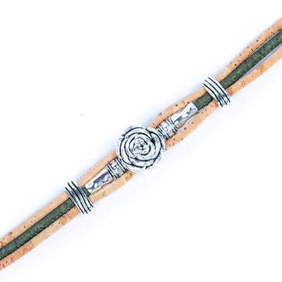 Colorful cork thread and Rose alloy accessories handmade women's bracelet BR-423-MIX-5