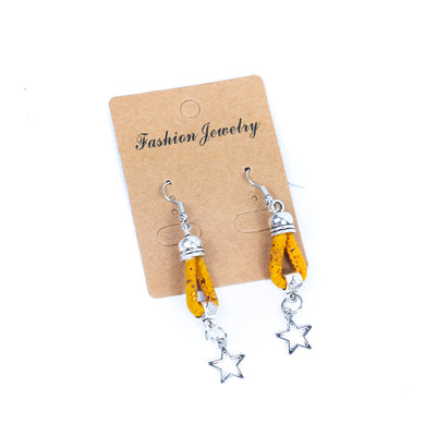 Colored cork thread  5 styles of small pendants handmade earrings-ER-183-MIX-5