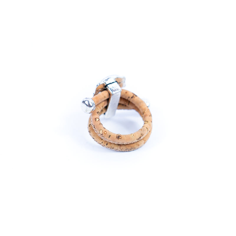 Natural cork cord and girls alloy accessories handmade ladies rings RW-059-AB-10