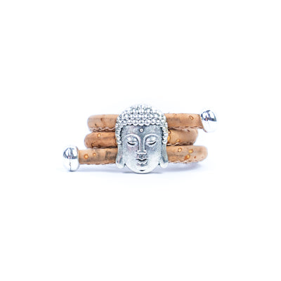 Natural cork cord and Buddha head alloy accessories handmade ladies rings RW-060-AB-10