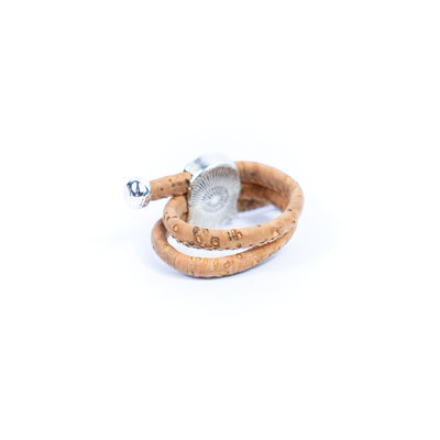 Natural cork cord and Buddha head alloy accessories handmade ladies rings RW-060-AB-10