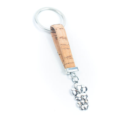 Natural colored cork cord and Butterfly pendant handmade keychain  I-0F-MIX-10