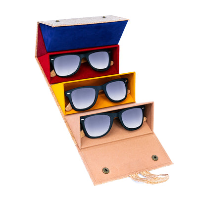 Cork Sunglasses Organizer - Holds 5 Pairs, Foldable Pentagonal Design L-027A