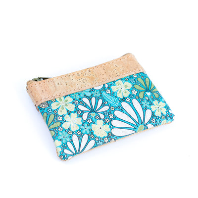 Chic Printed Cork Mini Wallet for Women with Dual Zip Compartments BAG-2316