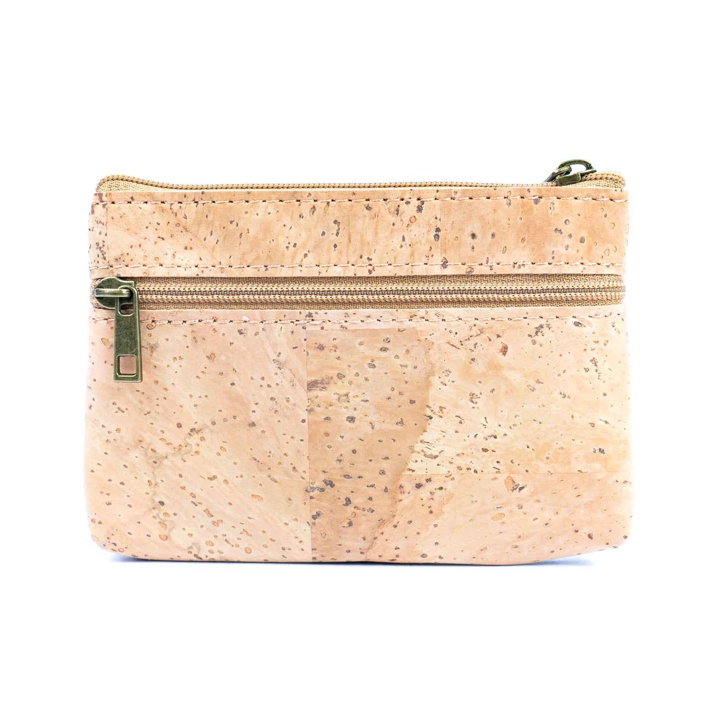 Triple Zip Printed Cork Women's Coin Purse with Floral and Mosaic Designs BAG-2325