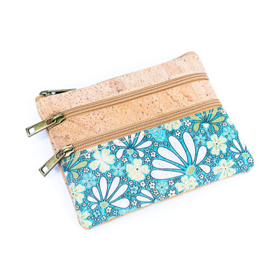 Chic Printed Cork Mini Wallet with Triple Zippers for Women BAG-2327