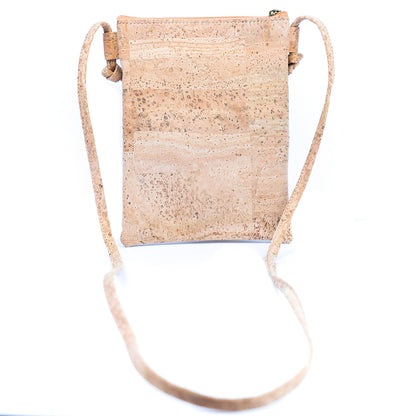 Triangle-Cut Natural Cork Women's Crossbody Bag with 2 Zipper Compartments BAGP-272-MIX-4 (4units)