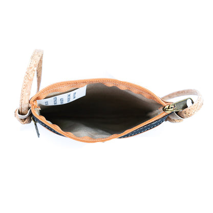 Triangle-Cut Natural Cork Women's Crossbody Bag with 2 Zipper Compartments BAGP-272-MIX-4 (4units)