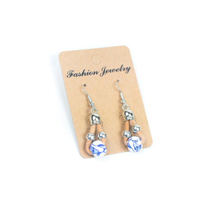 Ceramic bead cork handmade earrings-ER-138-MIX-5