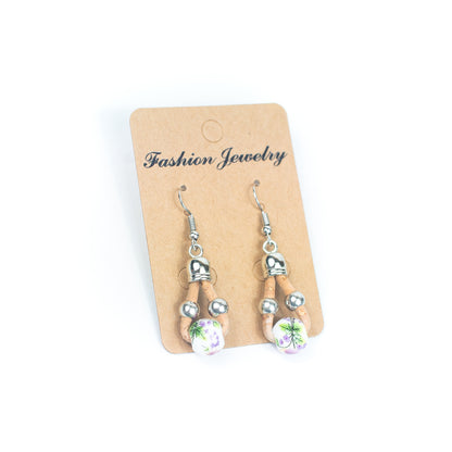 Ceramic bead cork handmade earrings-ER-138-MIX-5