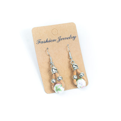 Ceramic bead cork handmade earrings-ER-138-MIX-5