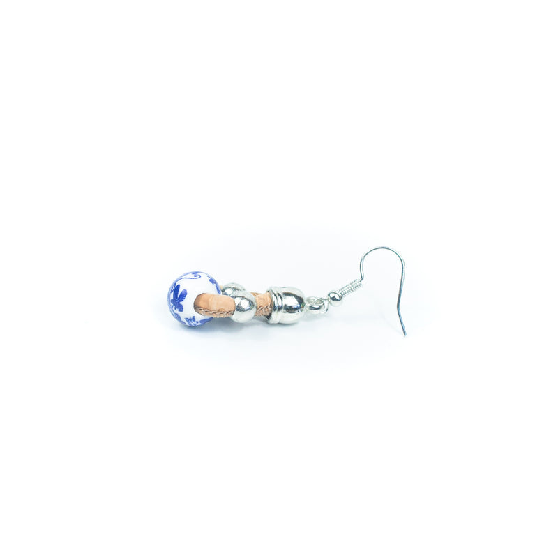 Ceramic bead cork handmade earrings-ER-138-MIX-5